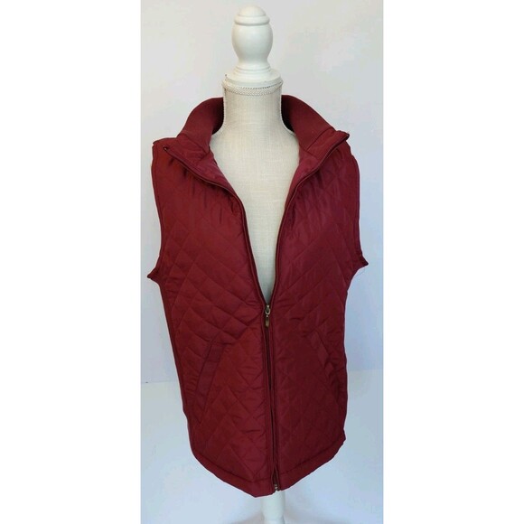 NWT Bienzoe Size L Burgundy Light-weight Quilted Full Zip Vest - Picture 2 of 9